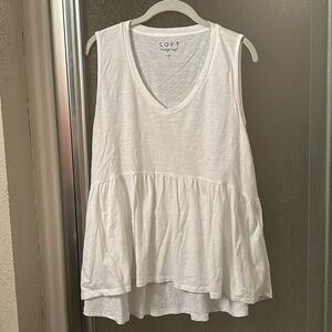 LOFT Vintage Soft Peplum Tank, White, Size L